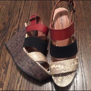 Brown, black, and snake platform wedges